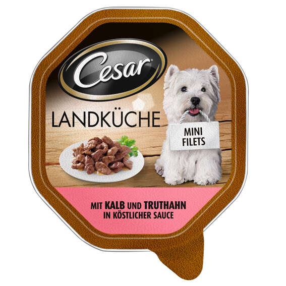 Cesar Hunde-Nassfutter Landküche  mit Kalb und Truthahn in köstlicher Sauce 150 g